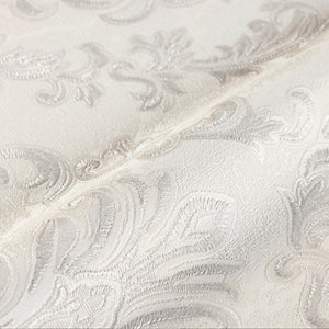 Luxury White Damask Embossed 3D Embossed Wallpaper, Premium Non-Woven Wall Covering, 41.7"W x 398"H, Washable Removable for L