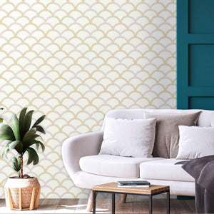 Luxury White Geometric Textured 3D Embossed Wallpaper, Coastal Non-Woven Wall Covering, 41.7"W x 398"H, Washable Removable fo