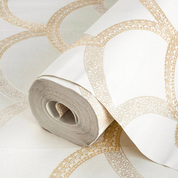 Luxury White Geometric Textured 3D Embossed Wallpaper, Coastal Non-Woven Wall Covering, 41.7"W x 398"H, Washable Removable fo
