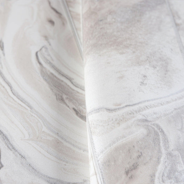 Luxury White Marble Striped Wallpaper, Coastal Non-Woven Wall Covering, 41.7"W x 398"H, Washable Removable for Living Room Be
