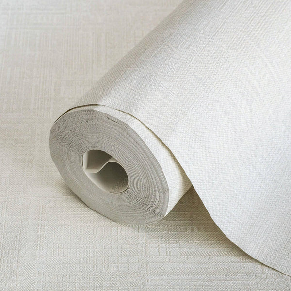 Luxury White Abstract Geometric 3D Embossed Wallpaper, Contemporary Non-Woven Wall Covering, 41.7"W x 614"H, Washable Removab