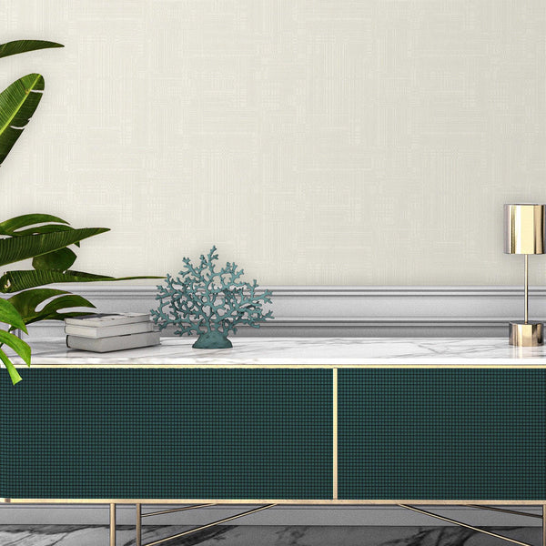 Luxury White Abstract Geometric 3D Embossed Wallpaper, Contemporary Non-Woven Wall Covering, 41.7"W x 614"H, Washable Removab