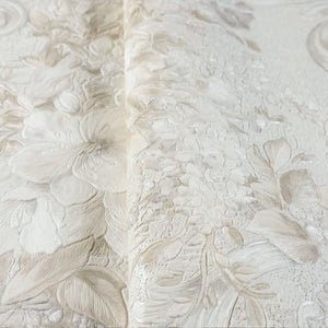 Luxury Ivory Textured Embossed 3D Embossed Wallpaper, Modern Non-Woven Wall Covering, 41.7"W x 398"H, Washable Removable for 