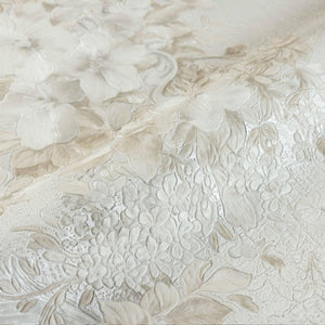 Luxury Ivory Textured Embossed 3D Embossed Wallpaper, Modern Non-Woven Wall Covering, 41.7"W x 398"H, Washable Removable for 