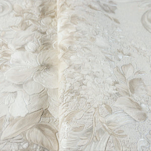 Luxury Ivory Textured Embossed 3D Embossed Wallpaper, Modern Non-Woven Wall Covering, 41.7"W x 398"H, Washable Removable for 