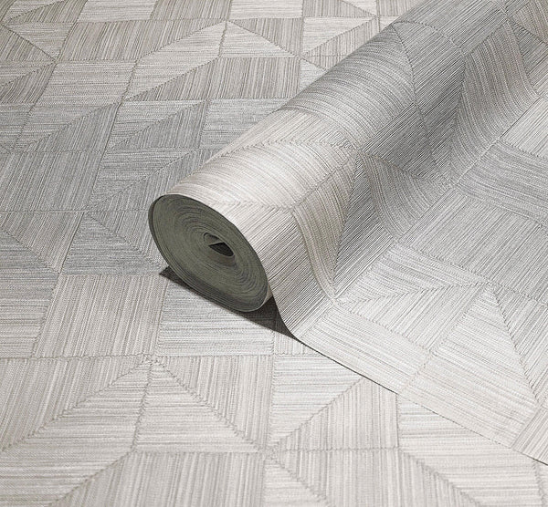Luxury White Geometric Textured Wallpaper, Industrial Non-Woven Wall Covering, 41.7"W x 614"H, Washable Removable for Living 