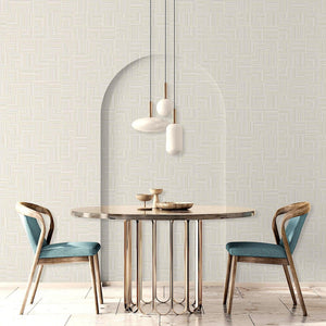 Luxury White Geometric Textured Wallpaper, Industrial Non-Woven Wall Covering, 41.7"W x 614"H, Washable Removable for Living 