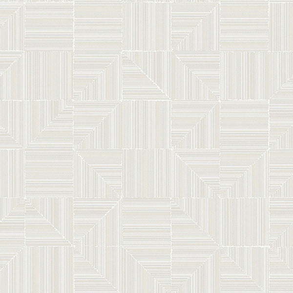 Luxury White Geometric Textured Wallpaper, Industrial Non-Woven Wall Covering, 41.7"W x 614"H, Washable Removable for Living 