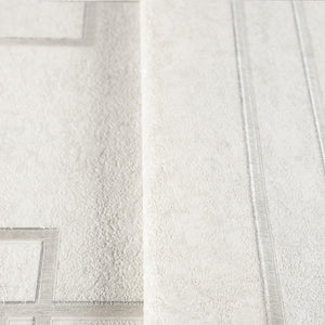 Luxury White Abstract Geometric 3D Embossed Wallpaper, Coastal Non-Woven Wall Covering, 41.7"W x 398"H, Washable Removable fo