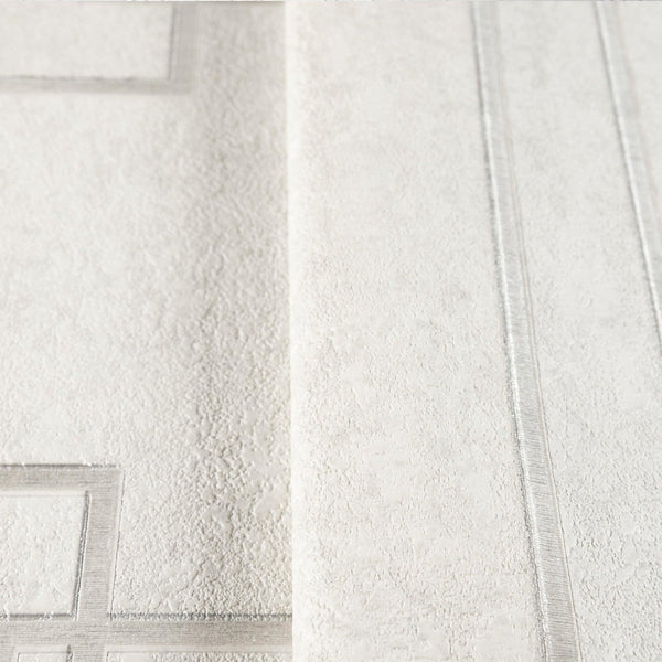 Luxury White Abstract Geometric 3D Embossed Wallpaper, Coastal Non-Woven Wall Covering, 41.7"W x 398"H, Washable Removable fo