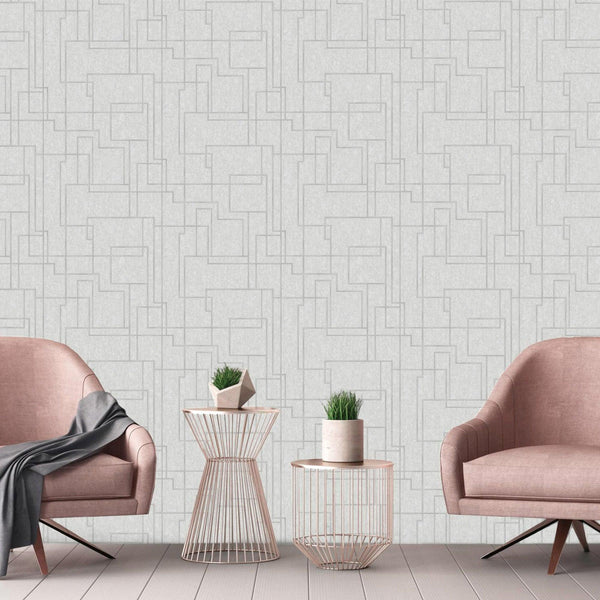 Luxury White Abstract Geometric 3D Embossed Wallpaper, Coastal Non-Woven Wall Covering, 41.7"W x 398"H, Washable Removable fo
