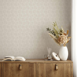 Luxury White Geometric Textured Wallpaper, Contemporary Non-Woven Wall Covering, 41.7"W x 614"H, Washable Removable for Livin