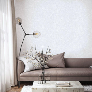 Luxury White Abstract Textured Wallpaper, Boho Non-Woven Wall Covering, 41.7"W x 614"H, Washable Removable for Living Room Be