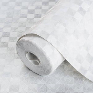 Luxury White Checkered Geometric 3D Embossed Wallpaper, Contemporary Non-Woven Wall Covering, 41.7"W x 614"H, Washable Remova