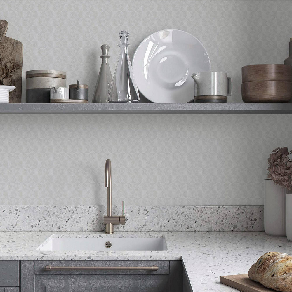Luxury White Checkered Geometric 3D Embossed Wallpaper, Contemporary Non-Woven Wall Covering, 41.7"W x 614"H, Washable Remova