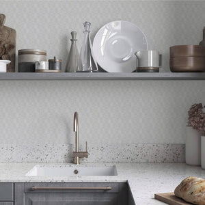 Luxury White Checkered Geometric 3D Embossed Wallpaper, Contemporary Non-Woven Wall Covering, 41.7"W x 614"H, Washable Remova