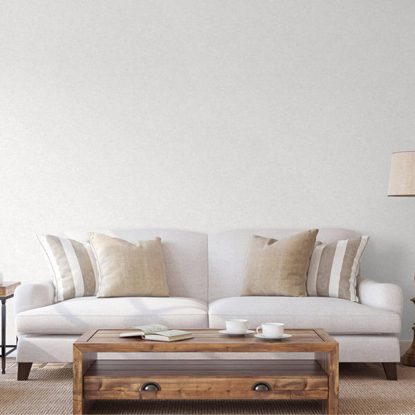 Luxury White Fabric Textured Wallpaper, Boho Non-Woven Wall Covering, 41.7"W x 398"H, Washable Removable for Living Room Bedr