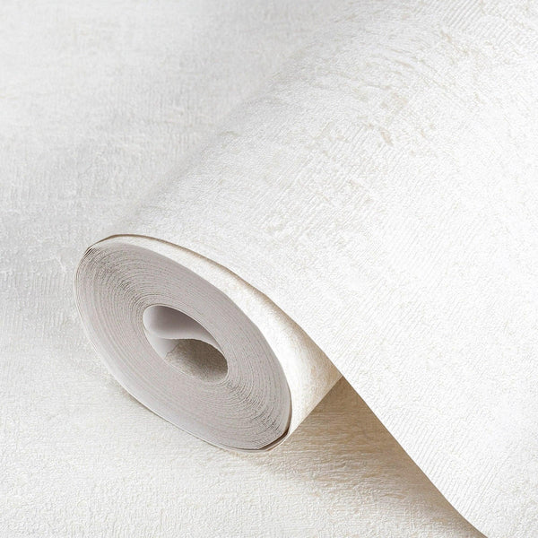 Luxury White Distressed Textured 3D Embossed Wallpaper, Boho Non-Woven Wall Covering, 41.7"W x 614"H, Washable Removable for 