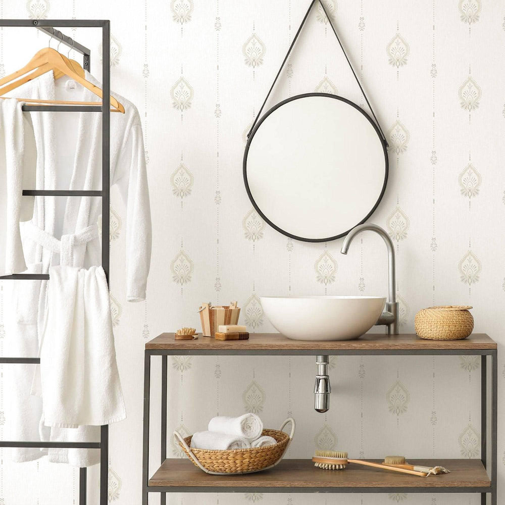 Luxury White Striped Stripe Textured Wallpaper, Modern Non-Woven Wall Covering, 41.7"W x 614"H, Washable Removable for Living