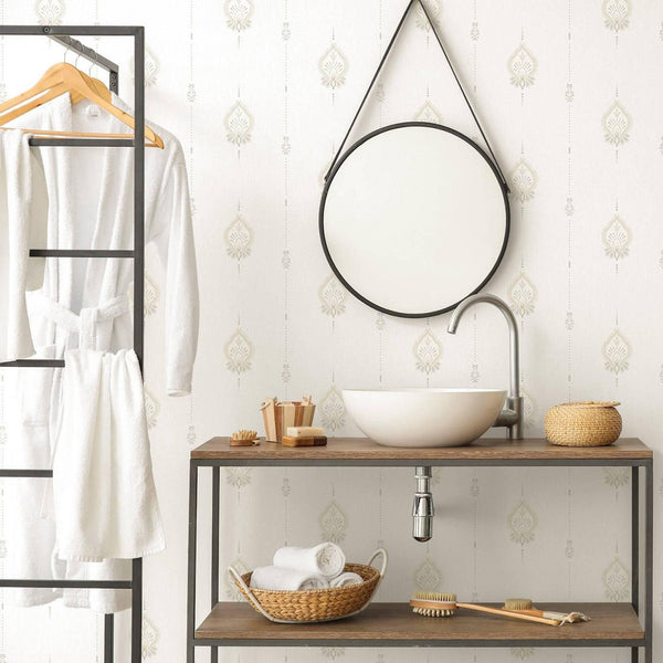 Luxury White Striped Stripe Textured Wallpaper, Modern Non-Woven Wall Covering, 41.7"W x 614"H, Washable Removable for Living
