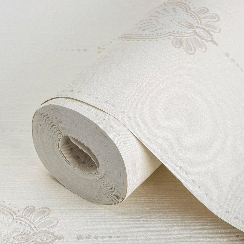 Luxury White Striped Stripe Textured Wallpaper, Modern Non-Woven Wall Covering, 41.7"W x 614"H, Washable Removable for Living