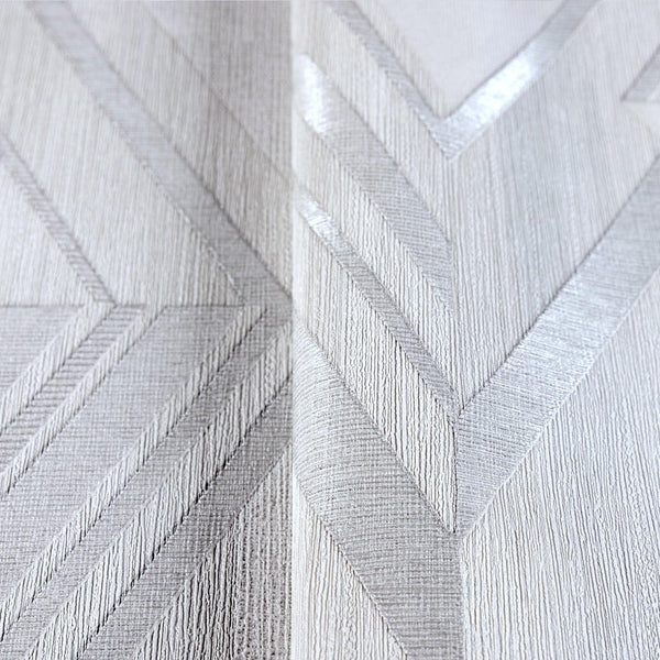 Luxury White Chevron Geometric Wallpaper, Contemporary Non-Woven Wall Covering, 41.7"W x 398"H, Washable Removable for Living