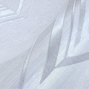 Luxury White Chevron Geometric Wallpaper, Contemporary Non-Woven Wall Covering, 41.7"W x 398"H, Washable Removable for Living