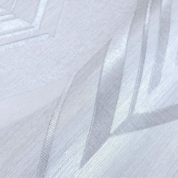 Luxury White Chevron Geometric Wallpaper, Contemporary Non-Woven Wall Covering, 41.7"W x 398"H, Washable Removable for Living