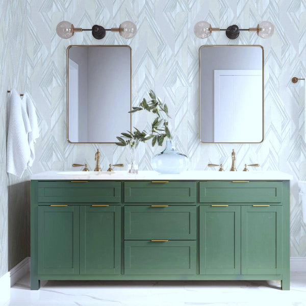Luxury White Chevron Geometric Wallpaper, Contemporary Non-Woven Wall Covering, 41.7"W x 398"H, Washable Removable for Living