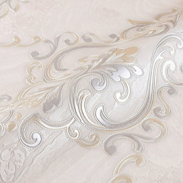Luxury Beige Textured Embossed 3D Embossed Wallpaper, Premium Non-Woven Wall Covering, 41.7"W x 398"H, Washable Removable for