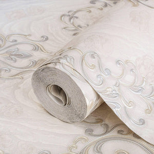 Luxury Beige Textured Embossed 3D Embossed Wallpaper, Premium Non-Woven Wall Covering, 41.7"W x 398"H, Washable Removable for
