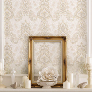 Luxury Beige Textured Embossed 3D Embossed Wallpaper, Premium Non-Woven Wall Covering, 41.7"W x 398"H, Washable Removable for