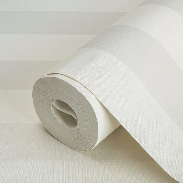 Luxury White Striped Stripe Textured Wallpaper, Scandinavian Non-Woven Wall Covering, 41.7"W x 614"H, Washable Removable for 
