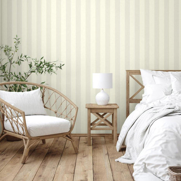 Luxury White Striped Stripe Textured Wallpaper, Scandinavian Non-Woven Wall Covering, 41.7"W x 614"H, Washable Removable for 
