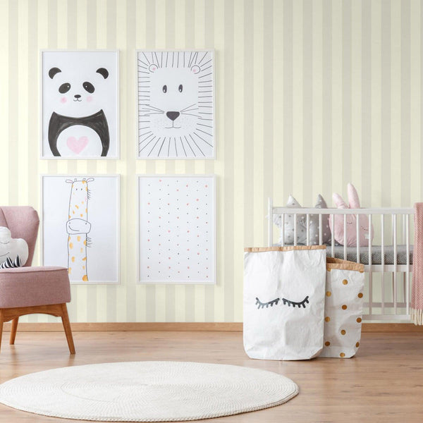 Luxury White Striped Stripe Textured Wallpaper, Scandinavian Non-Woven Wall Covering, 41.7"W x 614"H, Washable Removable for 