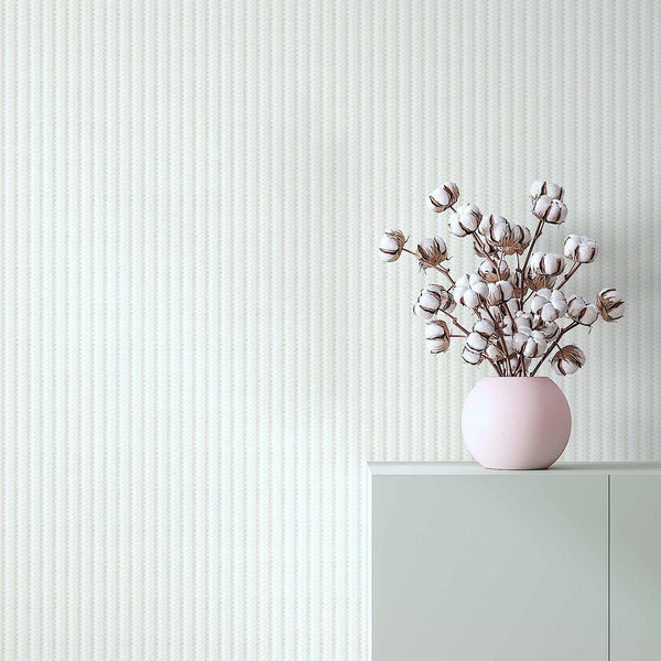 Luxury White Chevron Embossed 3D Embossed Wallpaper, Boho Non-Woven Wall Covering, 41.7"W x 614"H, Washable Removable for Liv