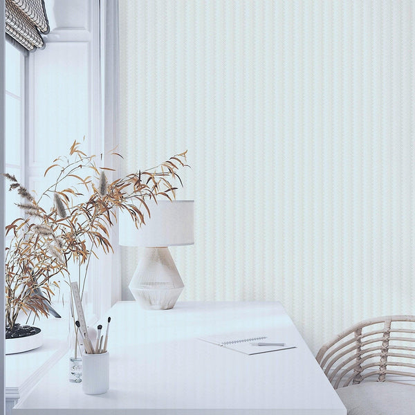 Luxury White Chevron Embossed 3D Embossed Wallpaper, Boho Non-Woven Wall Covering, 41.7"W x 614"H, Washable Removable for Liv