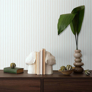 Luxury White Chevron Embossed 3D Embossed Wallpaper, Boho Non-Woven Wall Covering, 41.7"W x 614"H, Washable Removable for Liv