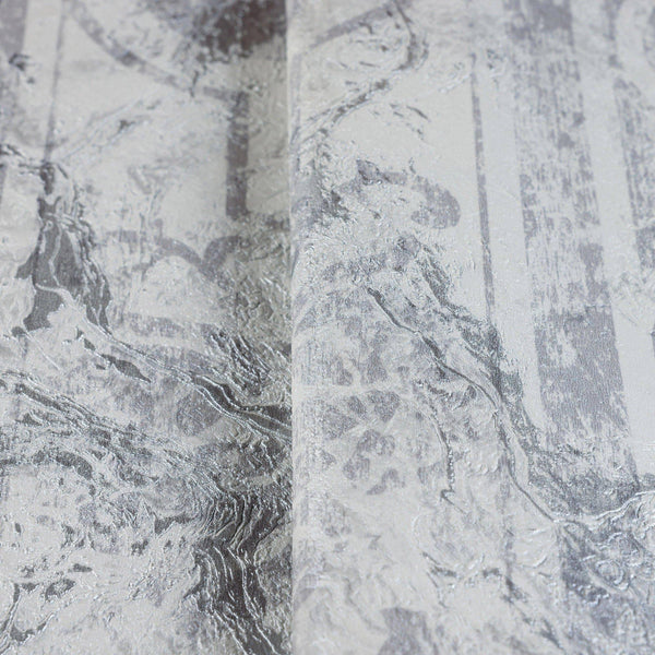 Luxury Silver Damask Abstract Textured Wallpaper, Country Non-Woven Wall Covering, 41.7"W x 398"H, Washable Removable for Liv