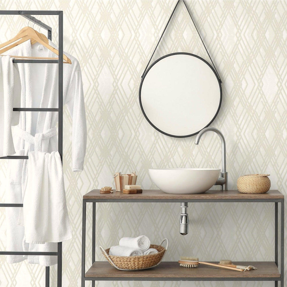 Luxury Gold Argyle Geometric 3D Embossed Wallpaper, Contemporary Non-Woven Wall Covering, 41.7"W x 398"H, Washable Removable 