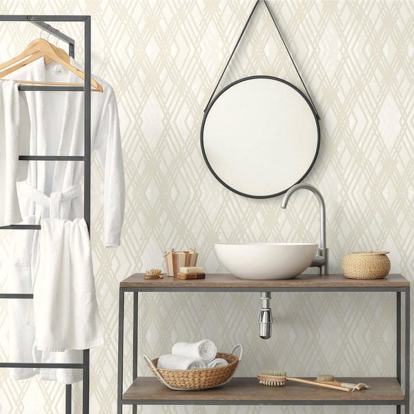 Luxury Gold Argyle Geometric 3D Embossed Wallpaper, Contemporary Non-Woven Wall Covering, 41.7"W x 398"H, Washable Removable 