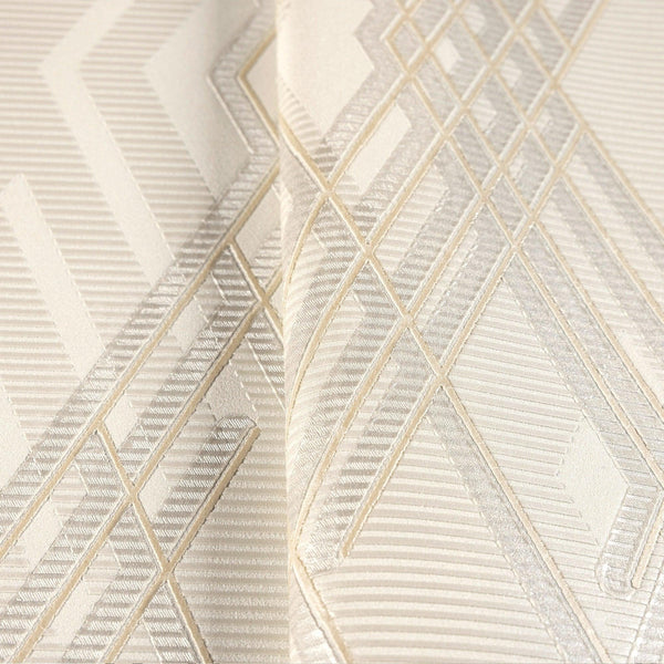 Luxury Gold Argyle Geometric 3D Embossed Wallpaper, Contemporary Non-Woven Wall Covering, 41.7"W x 398"H, Washable Removable 