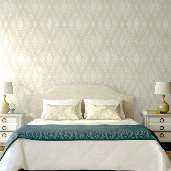 Luxury Gold Argyle Geometric 3D Embossed Wallpaper, Contemporary Non-Woven Wall Covering, 41.7"W x 398"H, Washable Removable 