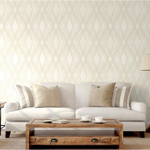 Luxury Gold Argyle Geometric 3D Embossed Wallpaper, Contemporary Non-Woven Wall Covering, 41.7"W x 398"H, Washable Removable 