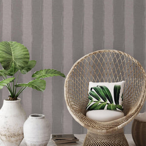 Luxury Gray Striped Stripe Textured Wallpaper, Traditional Non-Woven Wall Covering, 41.7"W x 398"H, Washable Removable for Li