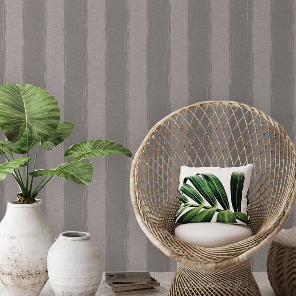 Luxury Gray Striped Stripe Textured Wallpaper, Traditional Non-Woven Wall Covering, 41.7"W x 398"H, Washable Removable for Li