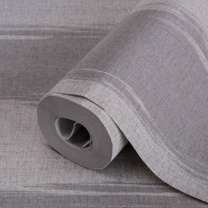 Luxury Gray Striped Stripe Textured Wallpaper, Traditional Non-Woven Wall Covering, 41.7"W x 398"H, Washable Removable for Li