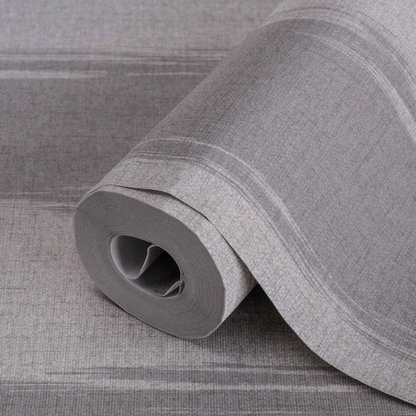 Luxury Gray Striped Stripe Textured Wallpaper, Traditional Non-Woven Wall Covering, 41.7"W x 398"H, Washable Removable for Li