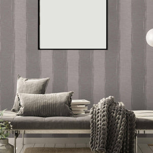 Luxury Gray Striped Stripe Textured Wallpaper, Traditional Non-Woven Wall Covering, 41.7"W x 398"H, Washable Removable for Li