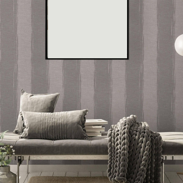Luxury Gray Striped Stripe Textured Wallpaper, Traditional Non-Woven Wall Covering, 41.7"W x 398"H, Washable Removable for Li